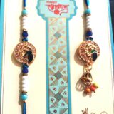 BLUE AND GOLDEN PEACOCK PAIR RAKHI